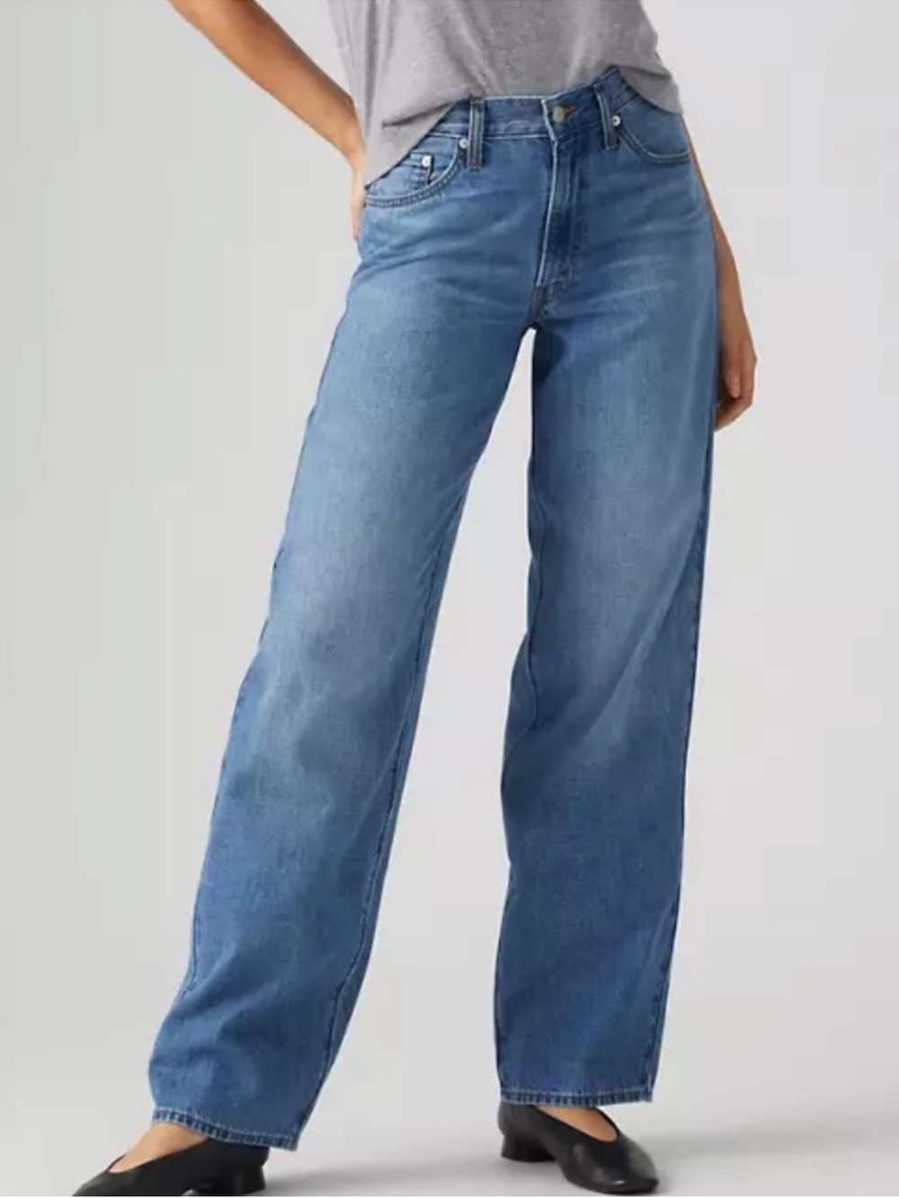 Levi's 28 x 30 Jeans Premium Baggy Dad Linen + Denim Lightweight Medium Wash NWT - Picture 3 of 15